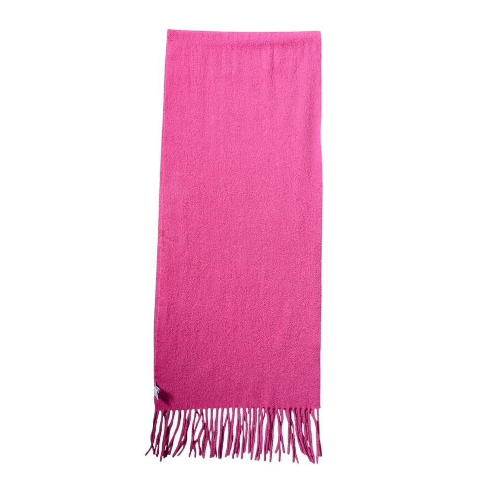 Nordstrom Maximalism Bold Pink Luxury Chic Tassel Fringe 100% Cashmere Scarf